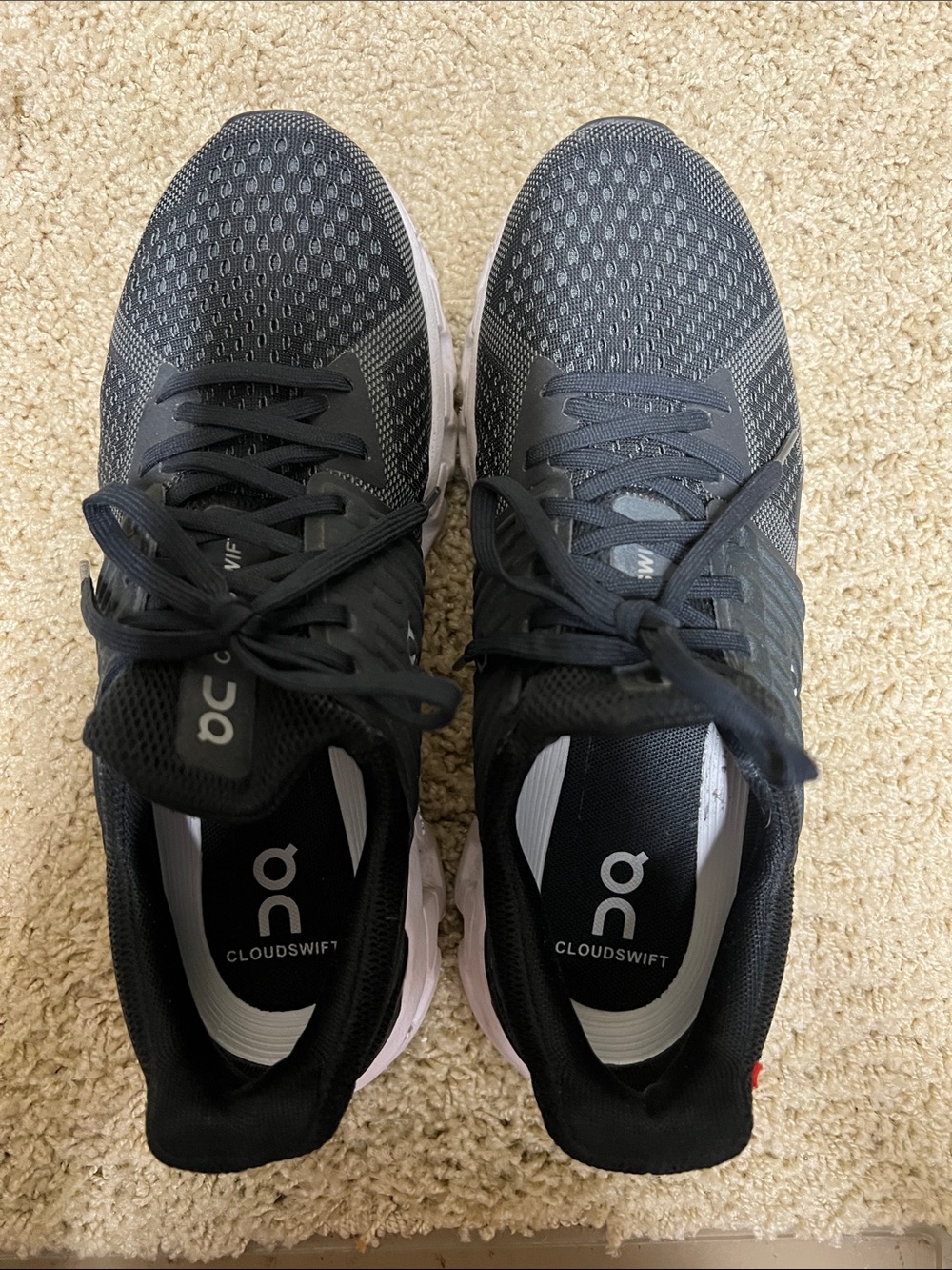 On Running Women’s Black and White Cloud Athletic Sneakers - Picture 2 of 4